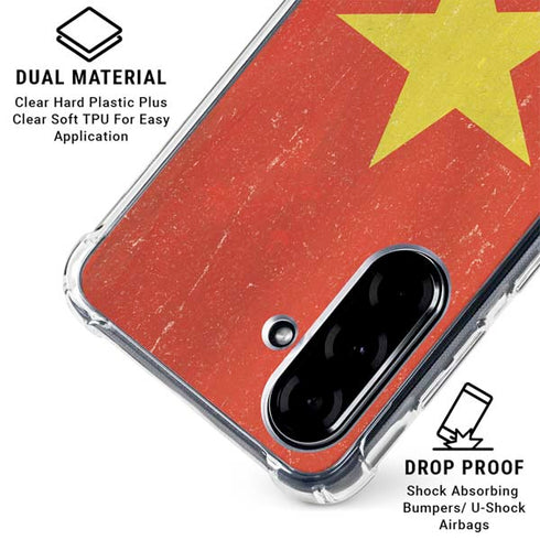 Vietnam Flag Distressed Galaxy A36 5G Clear Case